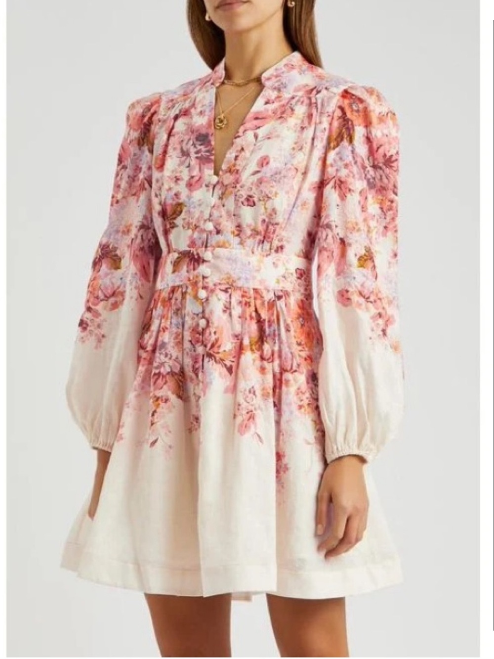 Zimmermann Devi Floral Mini Linen Dress - Size 3 (L)